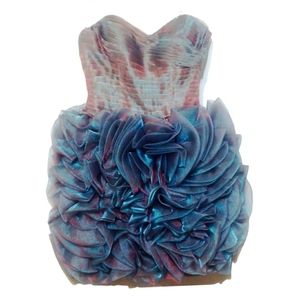 Opalescent Strapless 80s Mini Dress Ruffle